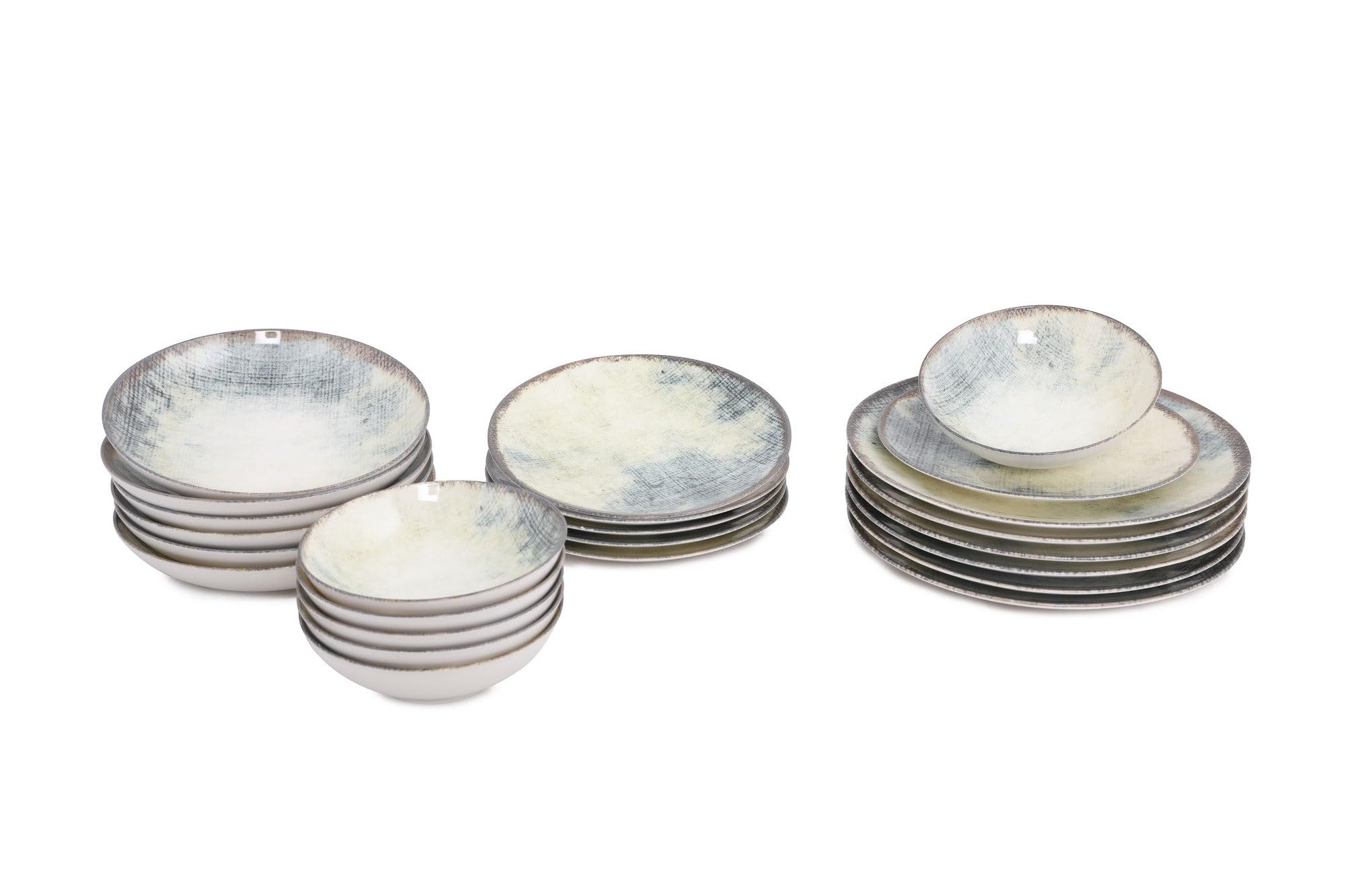 Elegante juego de cena de 24 piezas, 100% porcelana, incluye platos de servicio, cuencos y platos de postre, apto para lavavajillas y microondas, perfecto para cualquier ocasión
