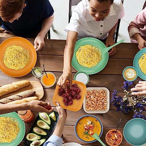 Dinnerware Sets, 42-Piece Kitchen Plates and Bowls Sets, Wheat Straw Dinnerware Set Service for 6, Lightweight Unbreakable Plastic Plate Dishwasher Microwave Safe Dish Set Outdoor Plates - Thumbnail 7