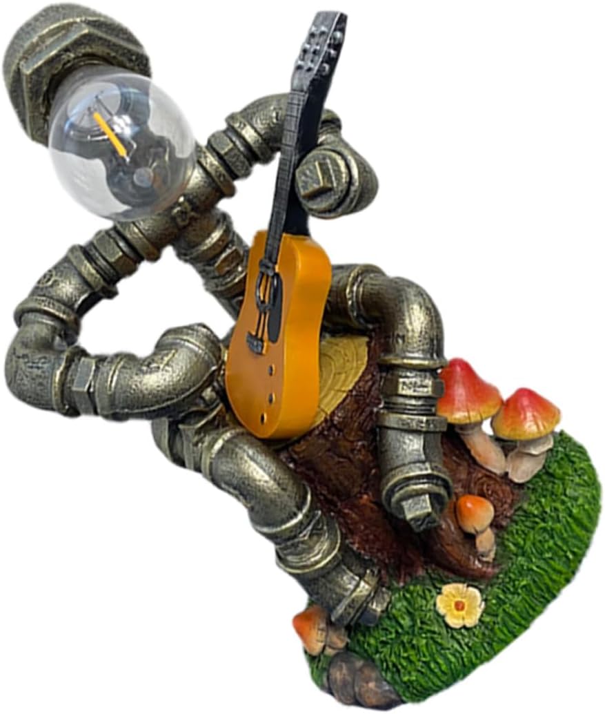 POPETPOP Garden Statue Solar Garden Statue Decorative Robot Outdoor Decor DIY Landscaping Ornament Resin Craft