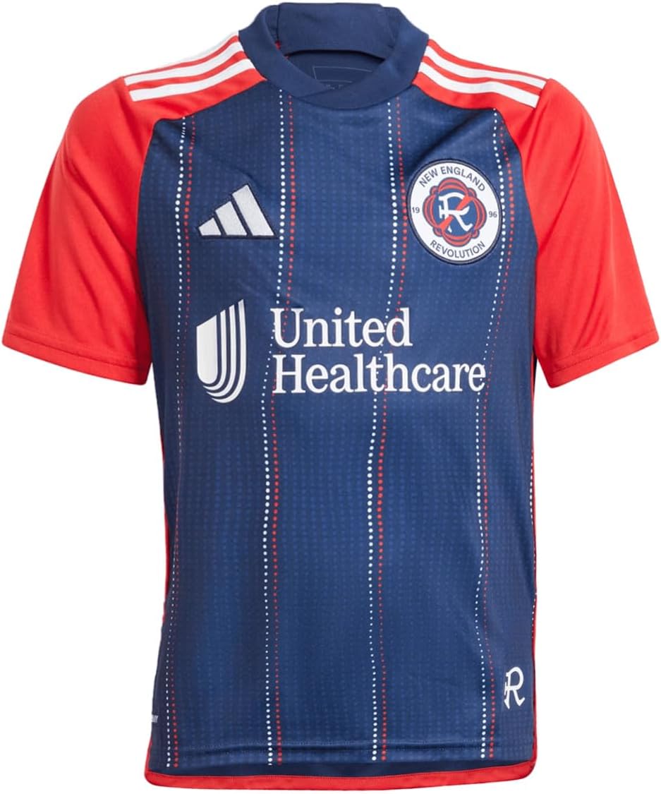 New England Revolution Youth Size Team Home Jersey Shirt (Navy/Red, Youth X-Large-18/20)