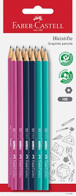 Faber-Castell 111185 - Zestaw ołówków HB, 12 sztuk w blistrach, niełamliwe, dla dzieci i dorosłych