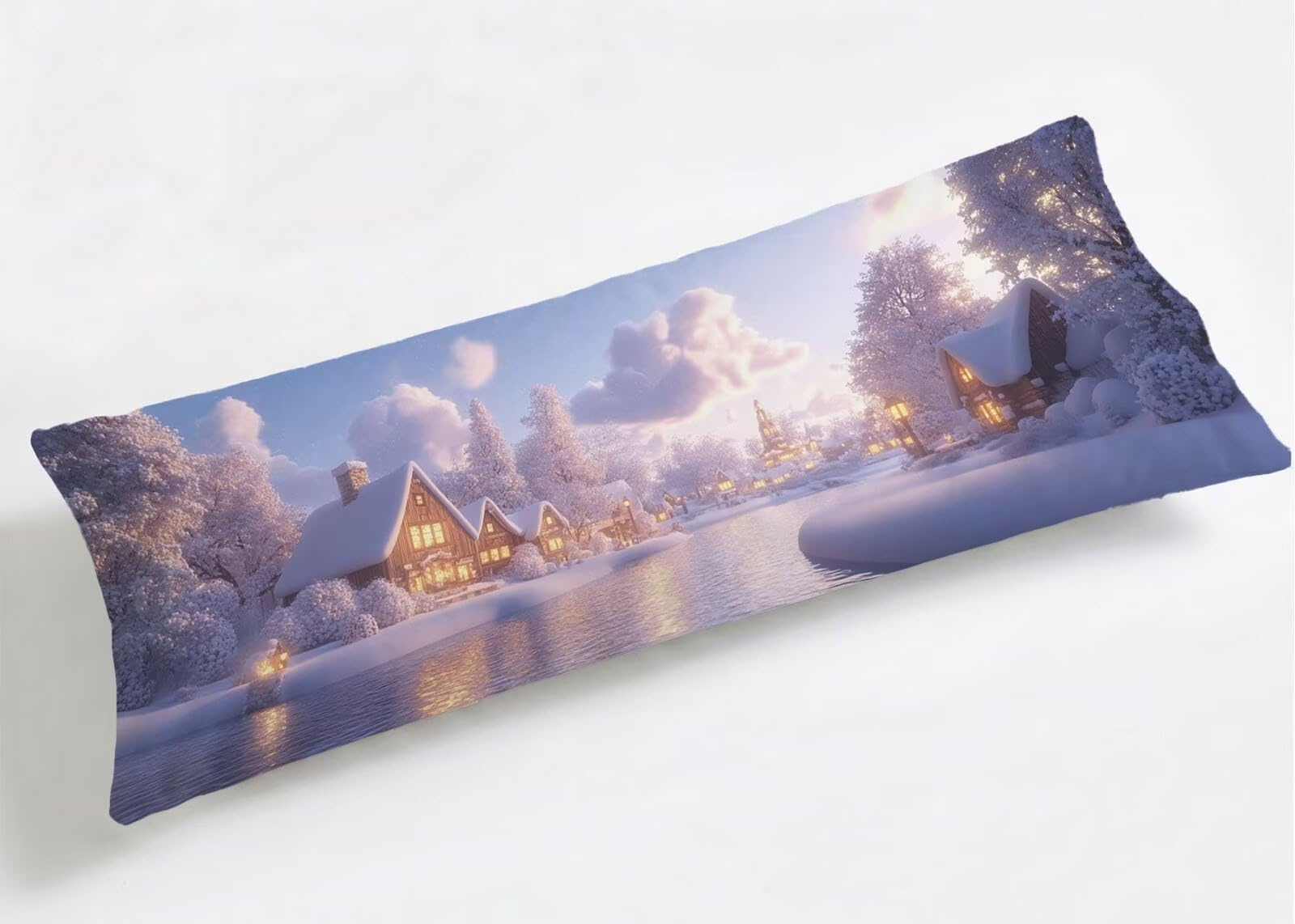Poszewka na poduszkę 180 cm, krajobraz, poszewka na poduszkę 180 x 60 cm, zima, długa poduszka ciążowa luksusowa, niewidoczny zamek błyskawiczny, wygodna aksamitna poszewka na poduszkę do dekoracji