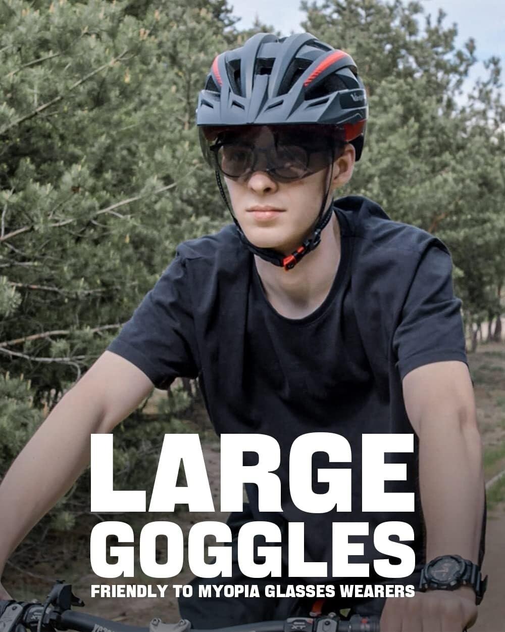 Kask rowerowy ze światłem LED, zdejmowany wizjer magnetyczny, kask rowerowy górski, regulowany rozmiar, do jazdy na rowerze