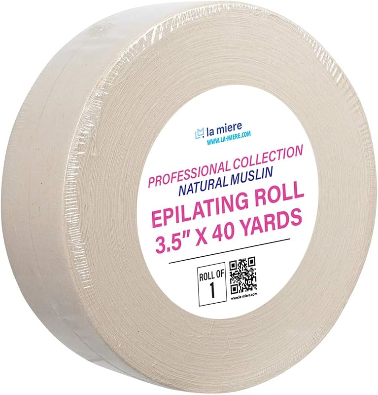 Rolo de tecido de musselina natural para depilação com cera LA MIERE, 8,26 cm x 36,58 m
