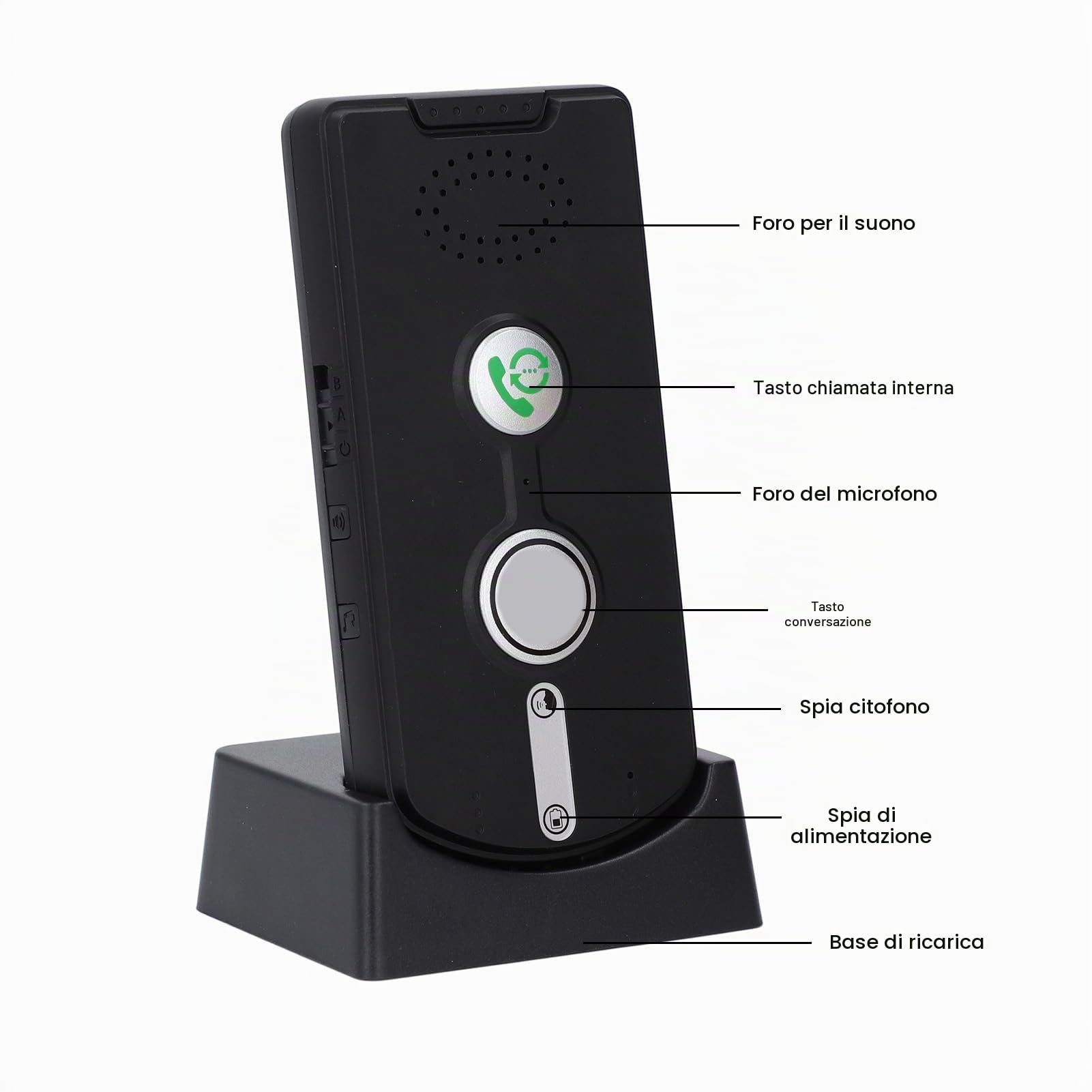 Intercom Wireless per Casa 1000 M VOCE VOCE Attivata Interfono a 2 Vie per Home House Business Room to Room DC5V 1A (BLACK)