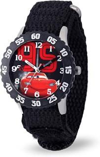 Disney Lightning McQueen Watch for Boys – Cars Analog Watch for Kids 3-5, Toddler, Boys – Black Bezel, Nylon Strap – Fun and Stylish Cars Watches Featuring Lightning McQueen Toddlers and Young Kids