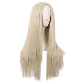MapofBeauty Women Special Natural Long Straight Side Bangs Wig (Blonde1)