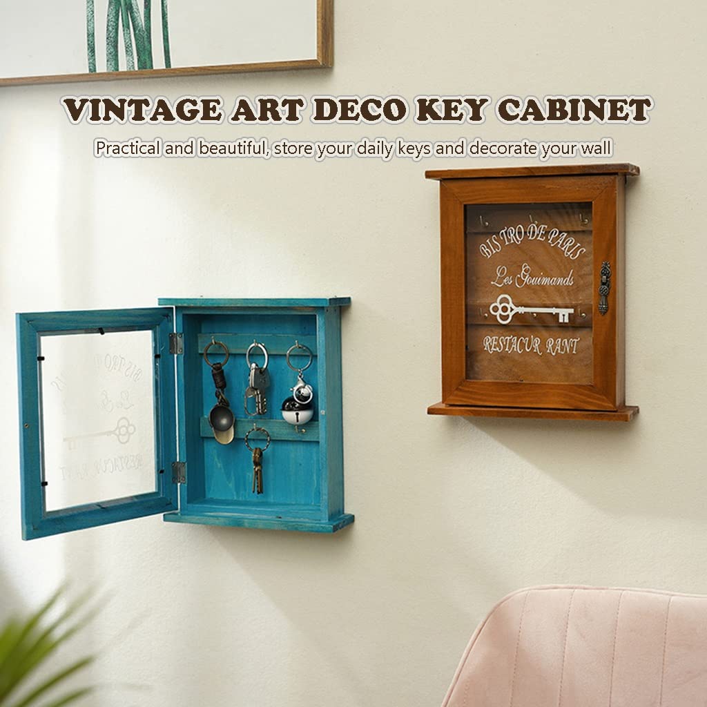 for Zuhause Vintage Art Deco Schlüsselschrank, Wandmontage(Blue)