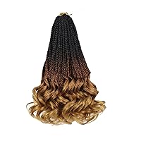 Vista 89 de Cabello de ganchillo con rizos franceses, trenzas de cabello de ganchillo con puntas rizadas, 14 pulgadas, preenlazadas, trenzas de caja tipo diosa