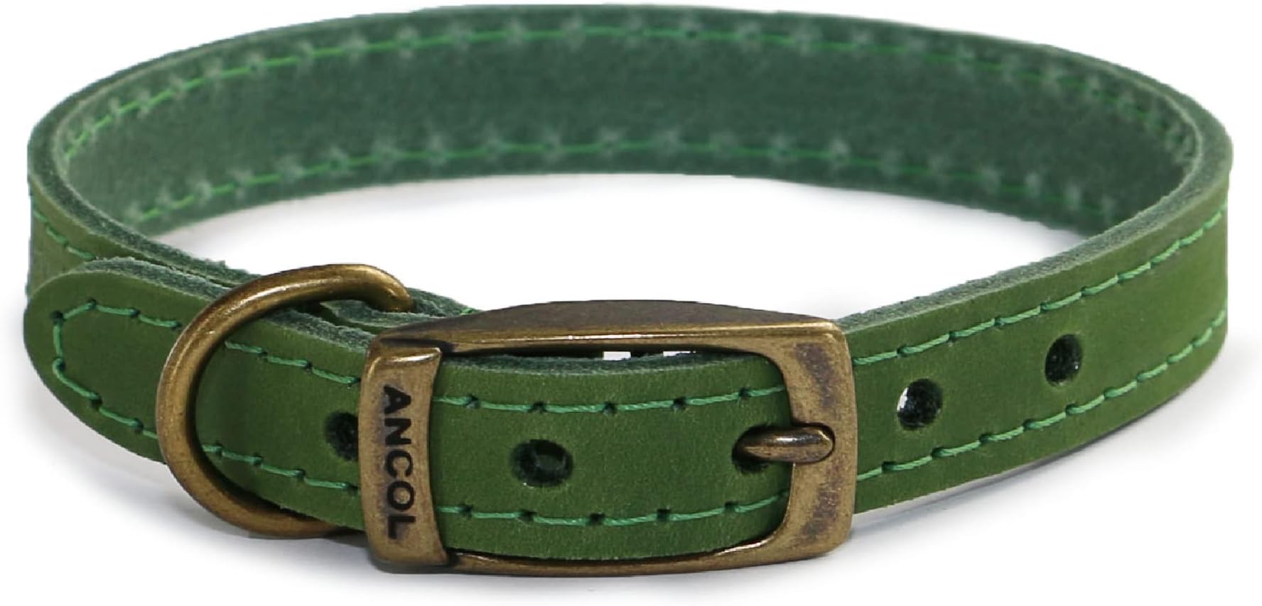 Timberwolf Premium Leather Dog Collar - Comfortable Durable Pet Training Accessory - Green Bridle Leather - Soft Supple Waterproof Treated - 20-26cm Size 1