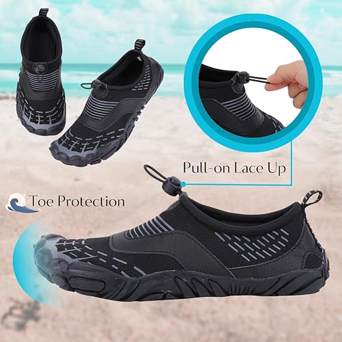 Miniatura 3 de Zapatos acuáticos para mujeres y hombres, calcetines acuáticos de secado rápido con puntera ancha, zapatos descalzos para piscina, playa, natación,
