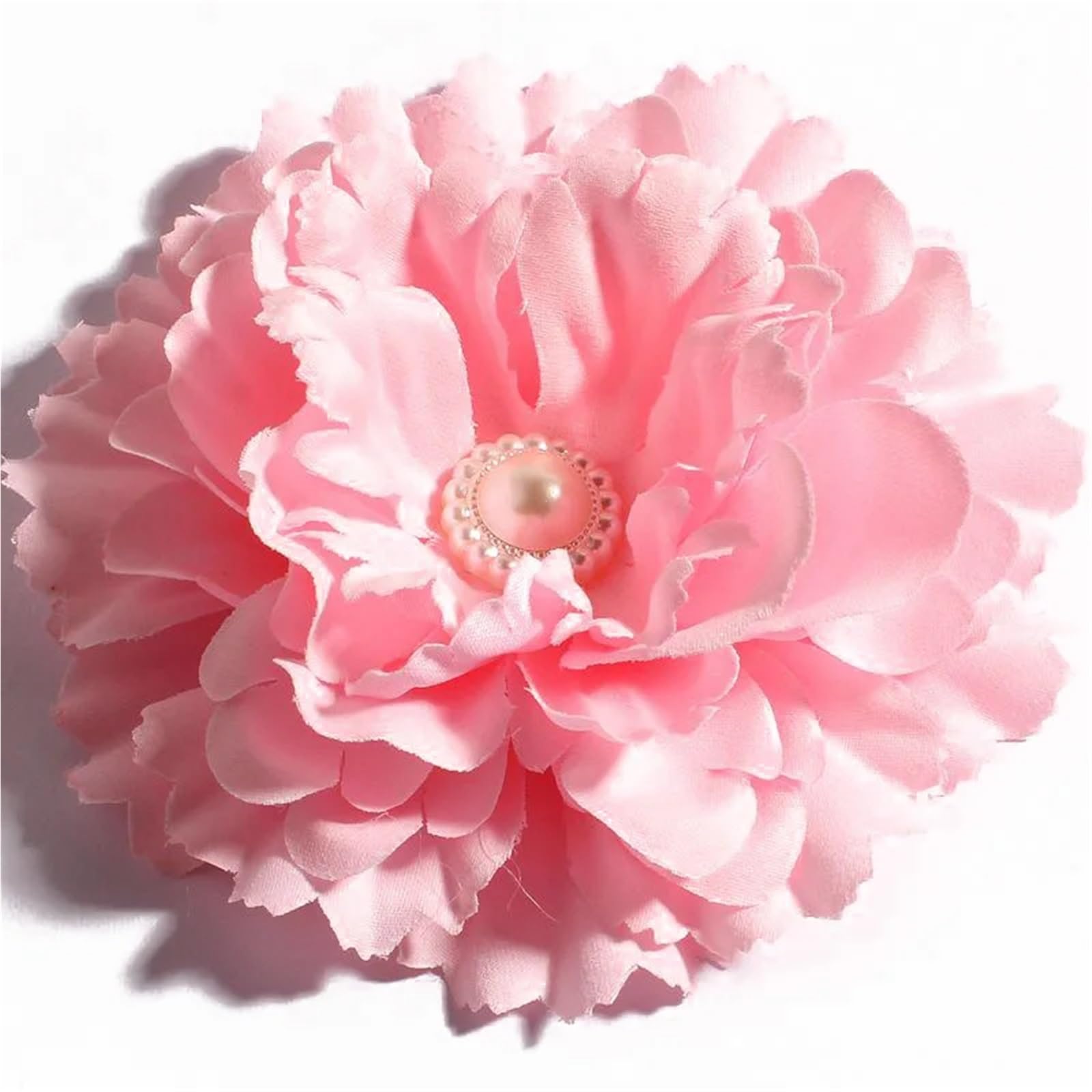 MDSRFGN Fabric Flowers 10pcs 11CM 20Colors DIY Shabby Artificial Shaped Fabric Hair Flowers With Pearl Buttons For Girl Headbands(Pink01)