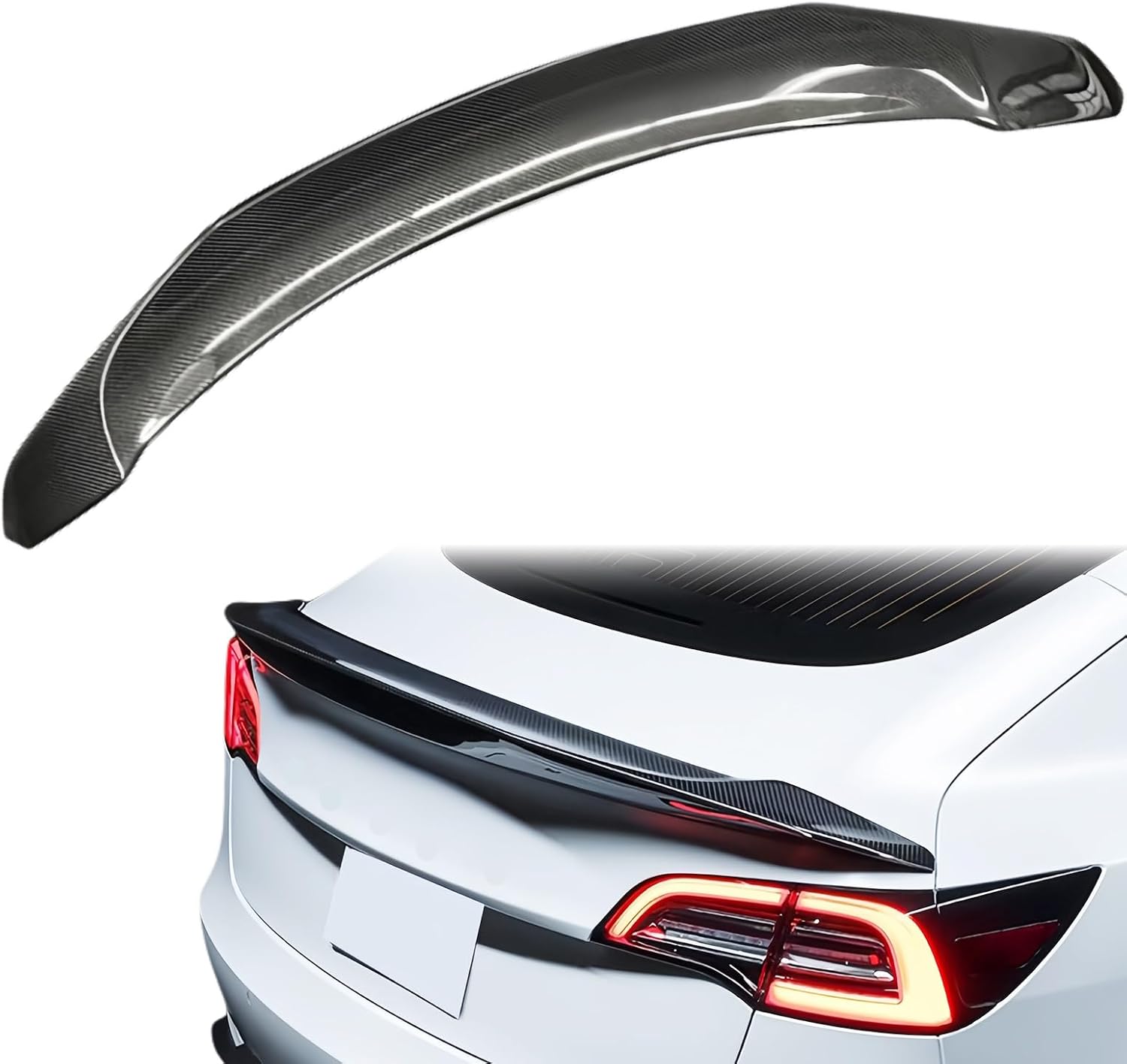 Carbon Fiber Rear Spoiler Compatible with Model 3 2018-2024 Rear Trunk Lip Spoiler Wing Vehicle Body Styling Kit