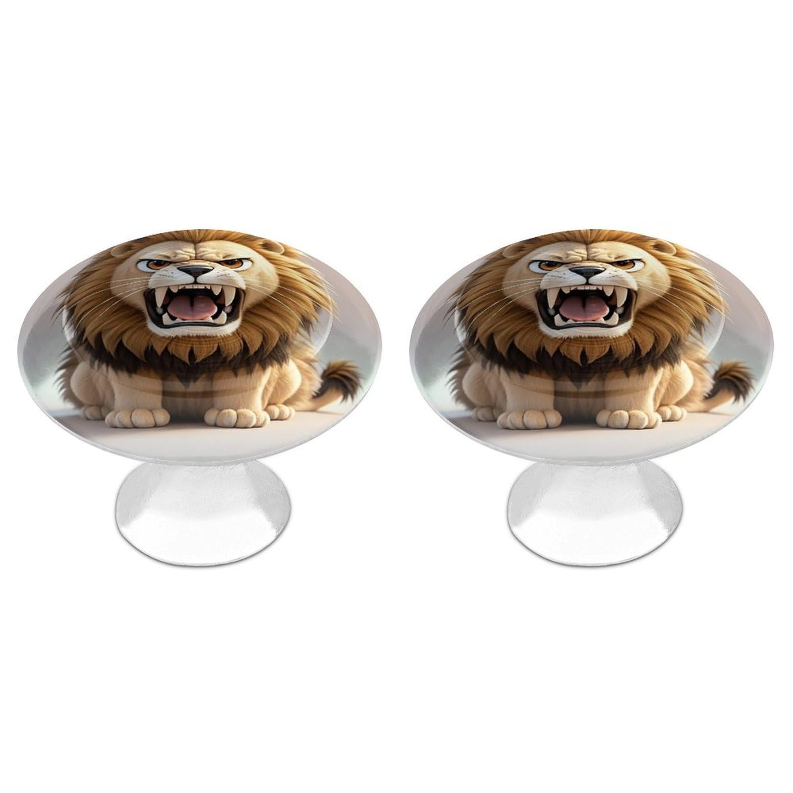 FekiLoot Round Cabinet Knob 2 Pack Kitchen Drawer Knobs Stainless Steel Round Drawer Pulls Modern Cabinet Hardware Lion Drawer Hardware for Dresser Closet Door Knobs