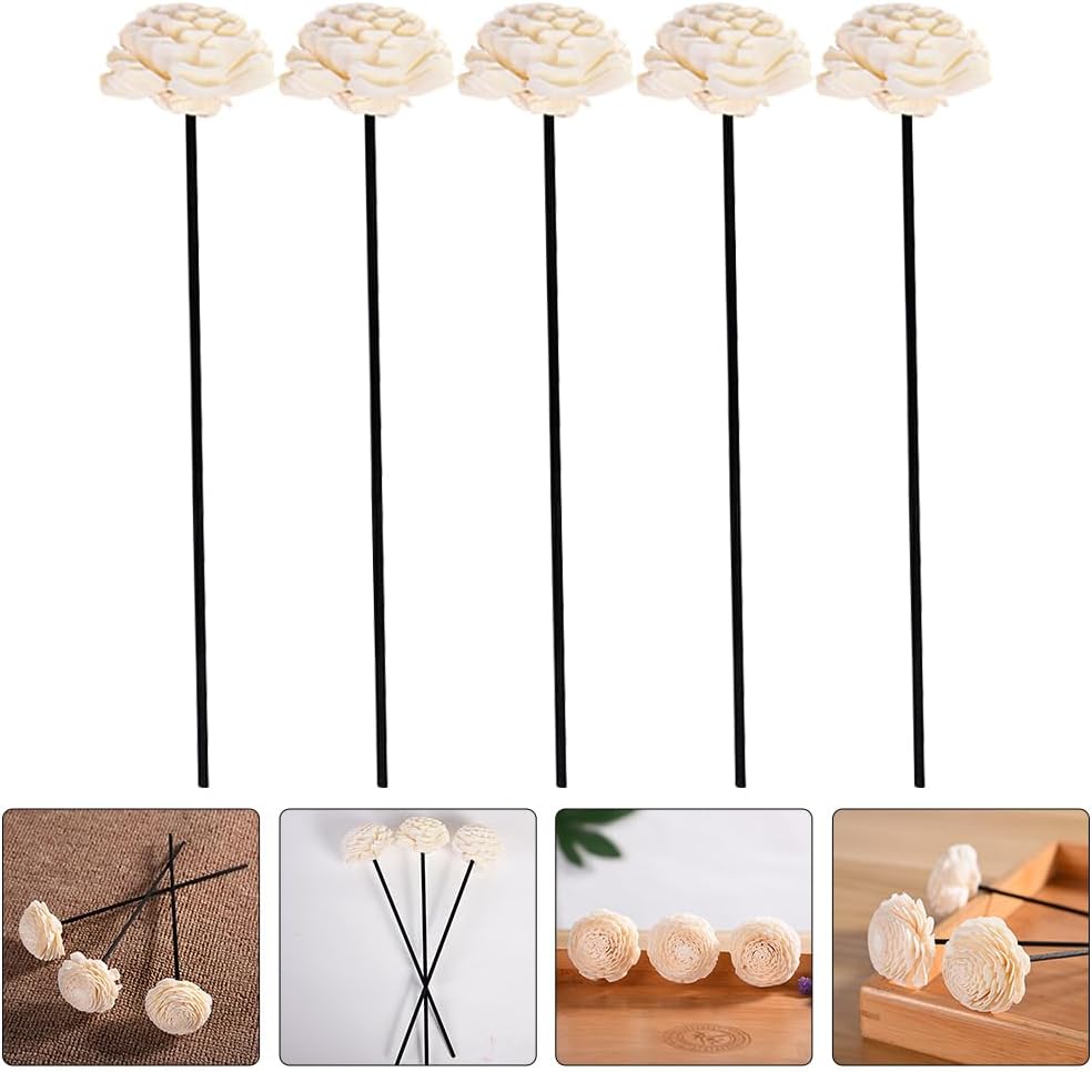 5pcs Rattan Dried Flowers Essential Oil Reed Diffuser Rose Flower Diffuser Sticks Refills Reed Diffuser Refill Oil Diffuser Refill Aromatherapy Supplement Stick Handmade Flowers