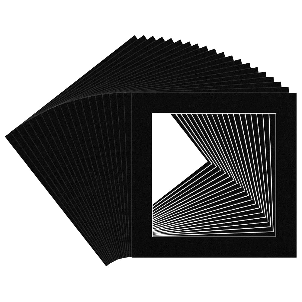 Procut Global 8x8" Black Picture Mounts for Frames - Fits 6x6" Aperture Size - Precision Cut Cardboard Photo Mounts - Mat Board for Prints, Artwork & Paintings - Pack of 20 โ image 1
