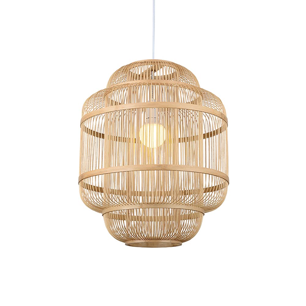 Lustre lanterne en bambou d'Asie hauteur réglable pour restaurant