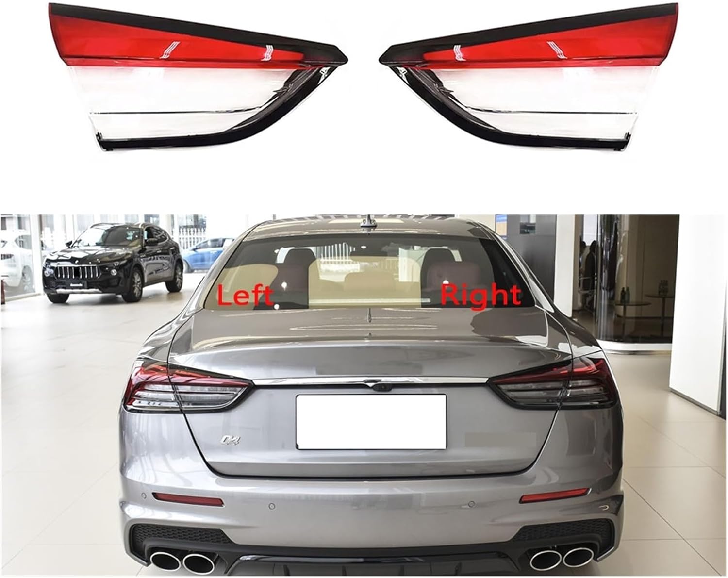 Compatible For Maserati Quattroporte 2021 2022 Rear Taillight Shell Brake Lights Shell Replace Auto Rear Lamp Shell Cover Mask Lampshade(Inside A Pair)