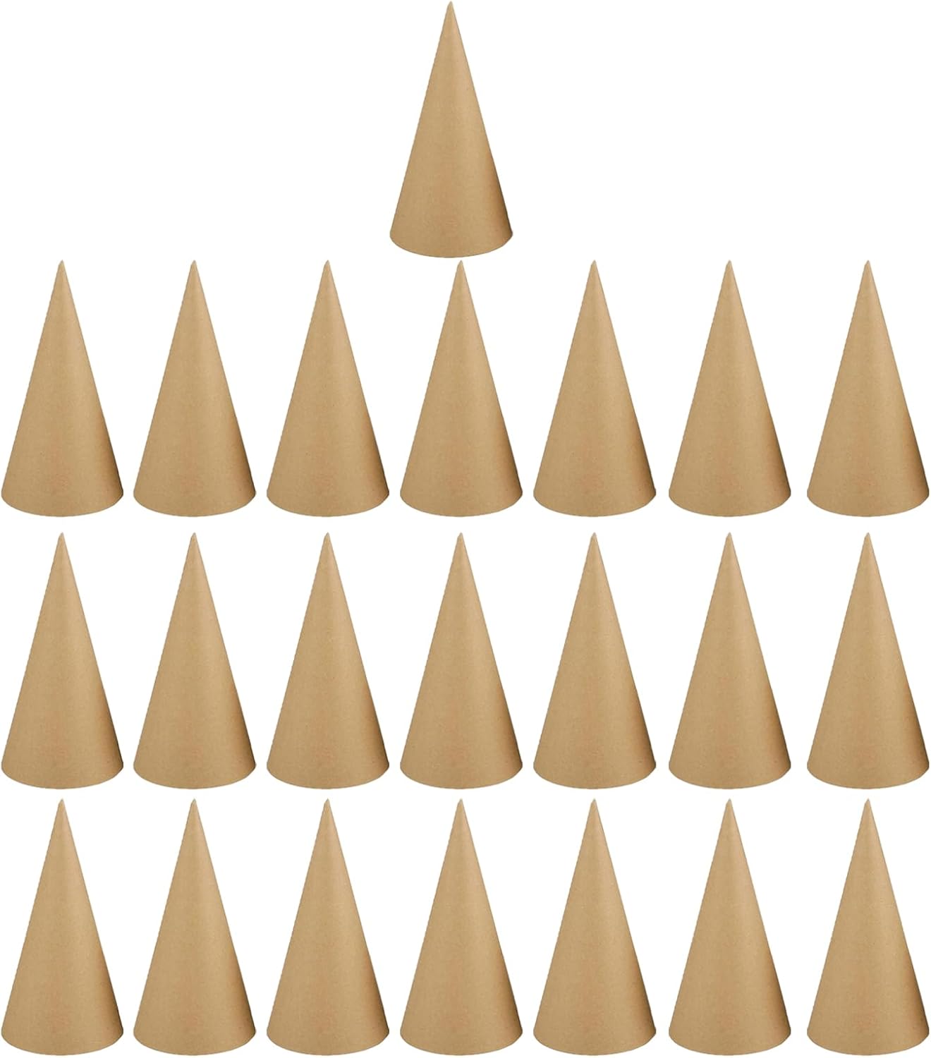 Crafjie 22PCS Paper Mache Cones Open Bottom 5.9 x 2.75in, Paper Cone for DIY Art Projects, Christmas Gnomes, Christmas Tree, Christmas hat, Halloween Decorations, Crafts and Holiday Decor, Brown