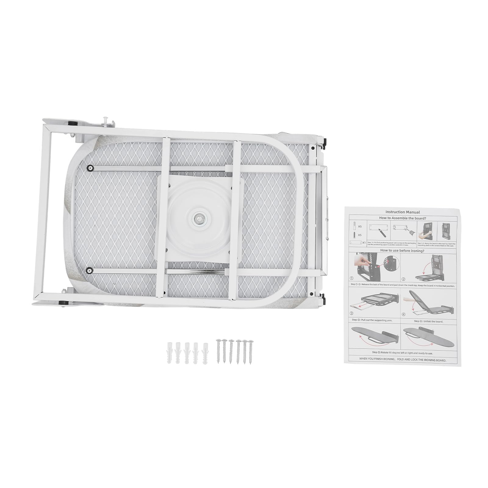 Klappbares Bügelbrett Klein Wandmontage Bügelbrett Schrank, 180° Drehbar Ironing Board Kohlenstoffstahl Platzsparende Bügeltisch Für Dampfbügelstation, 93 * 31,5 * 14 cm