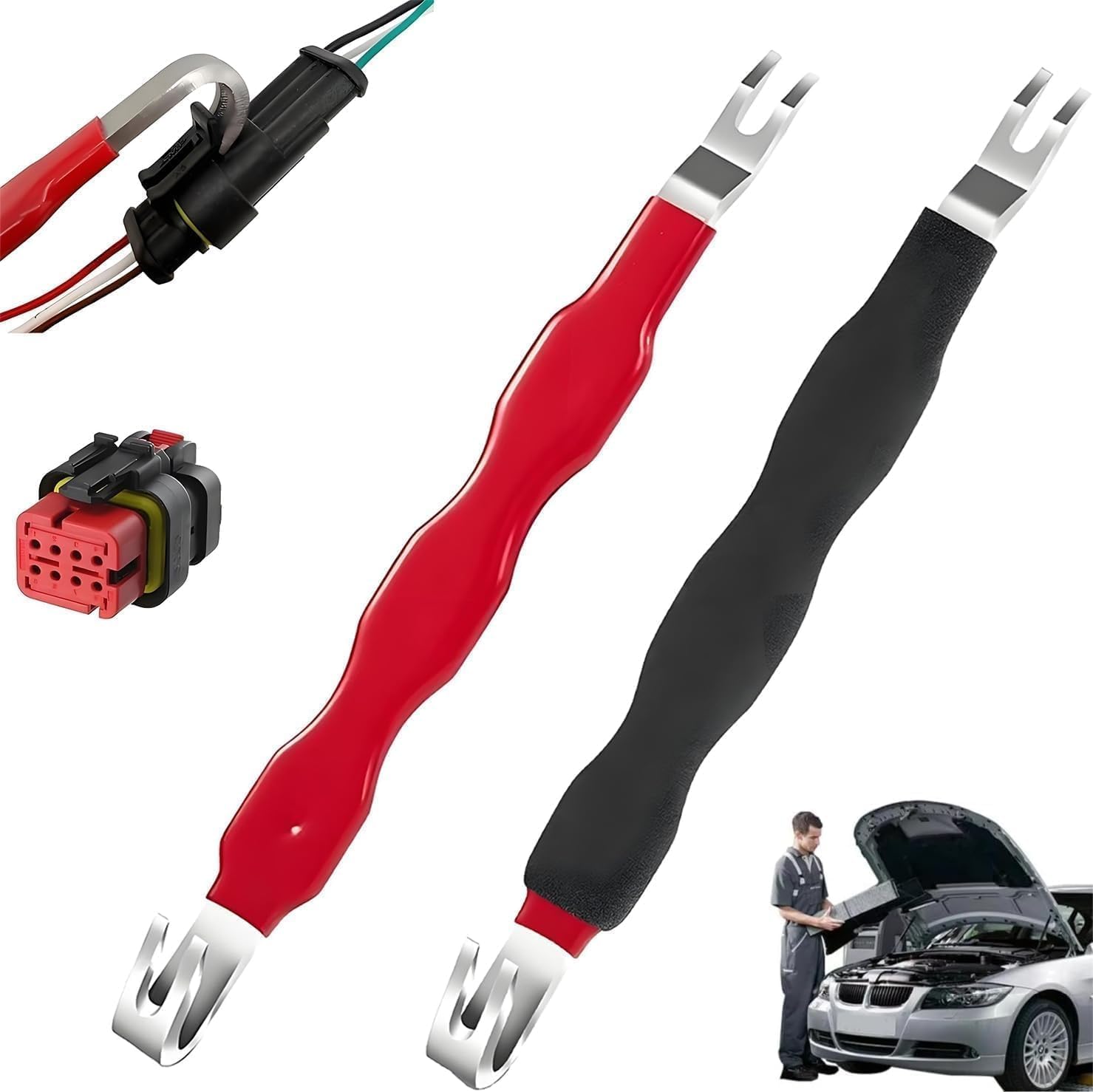 2Pcs Automotive Electrical Terminal Connector Separator Removal Tool, Handy Plug Connector Disconnect Tool, Universal Electrical Tools with Comfort Grip for Cars, Trucks, and SUVs (Black+Red)