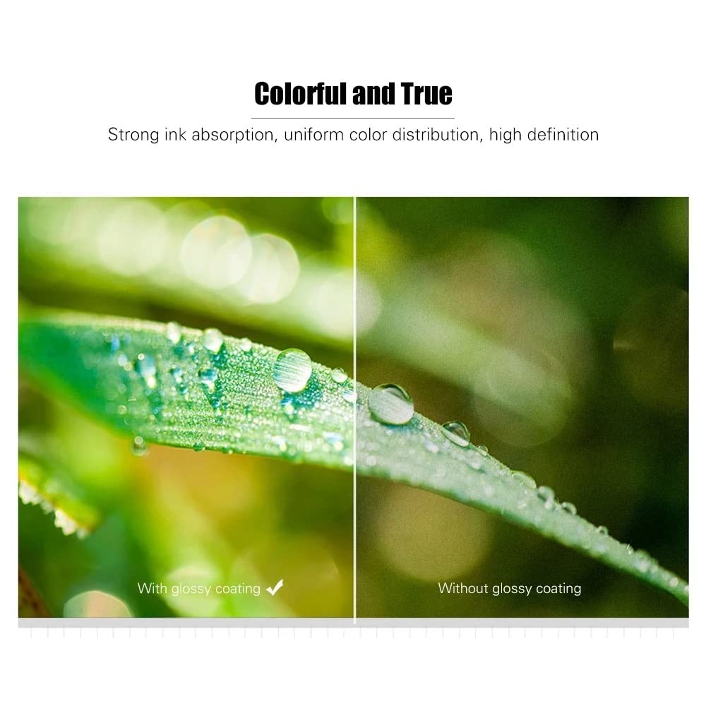 100 fogli di carta fotografica da 200 g/m², impermeabile, resistente all'acqua, finitura lucida, superficie ad asciugatura rapida, per stampanti a getto d'inchiostro a colori