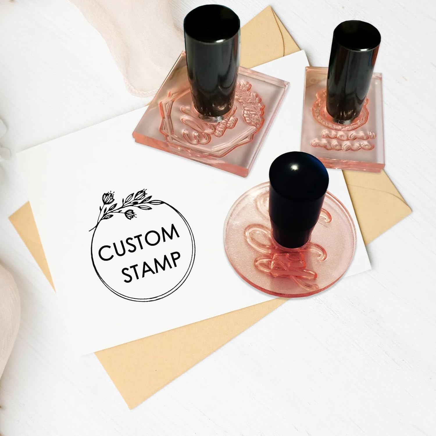 Laishengte Black Custom Stamp Personalized Logo Rubber Acrylic Stamp With Your Logo Design Address Stamp (Rectangle 3X5cm)