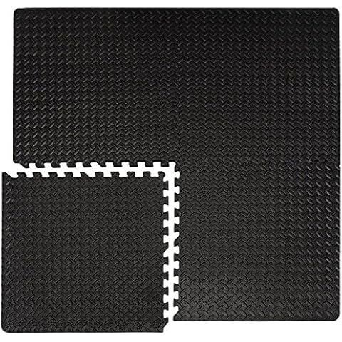 EYEPOWER 4er Set 1cm Bodenschutzmatten 63x63 - Fitness Bodenmatte 1,6qm - Schutzmatte mit Rand Cover