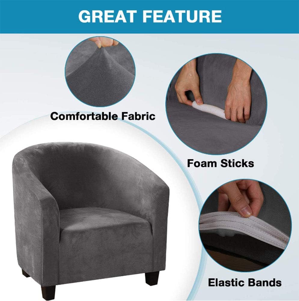Beacon Pet Club Chair Slipcover,Stretch Velvet Tub Chair Covers Removable Armchair Cover Slipcovers Sofa Cover Spandex Couch Covers Furniture Protector with Elastic Bottom for Living Room(Gray)