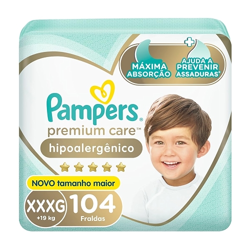 Fralda Pampers Premium Care Tamanho XXXG 104 Unidades
