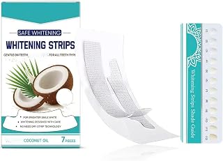 White teeth whitening strips with coconut oil, teeth whitening strips for sensitive teeth, daily oral care, quick removal of smoke, coffee and wine stains. (7 pieces)