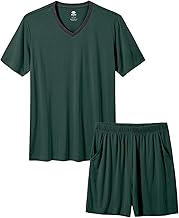 MoFiz Mens Pajamas Set Short Sleeve PJ's Sleep Lounge Sleepwear Cool Pyjama Summer Sets Comfortable Lightweight