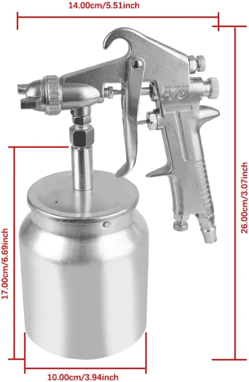 for Automotive Furniture Parts Painting Color Spray Silver Handle Adjustable F-75 Spray 1.5mm Nozzle with Cup(400ml)