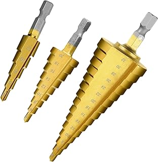 Aniuge Step Drill Bit-3PCS Hss Step Bits Set High Speed Steel Step Drill Bits Set - (4-12mm, 4-20mm and 4-32 Mm) Cone Drill Bits Hole Cutter for Wood Stainless Steel Sheet Metal