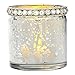 Luna Bazaar Vintage Mercury Glass Candle Holder with Rhinestones (2.5-Inch, Silver) - For Use with Tea Lights - For Home Decor, Parties, and Wedding Decorations