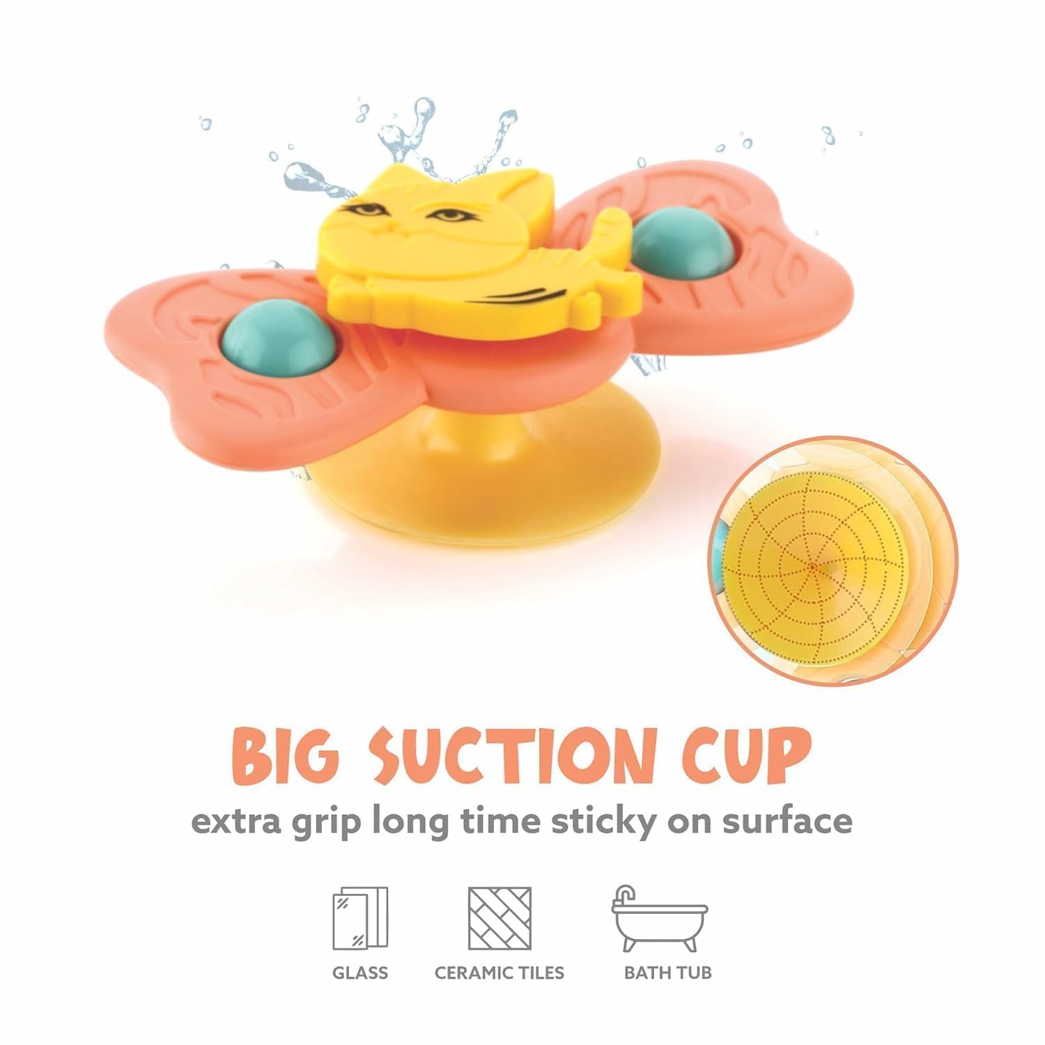 PB Prime Brands Strong Suction Cup Fidget Rotating Sensory Bath Toys for Baby 6 12 18 Months Airplane Car Travel Table & Window Toys for 1 2 Years Old Toddler Boys and Girls 2