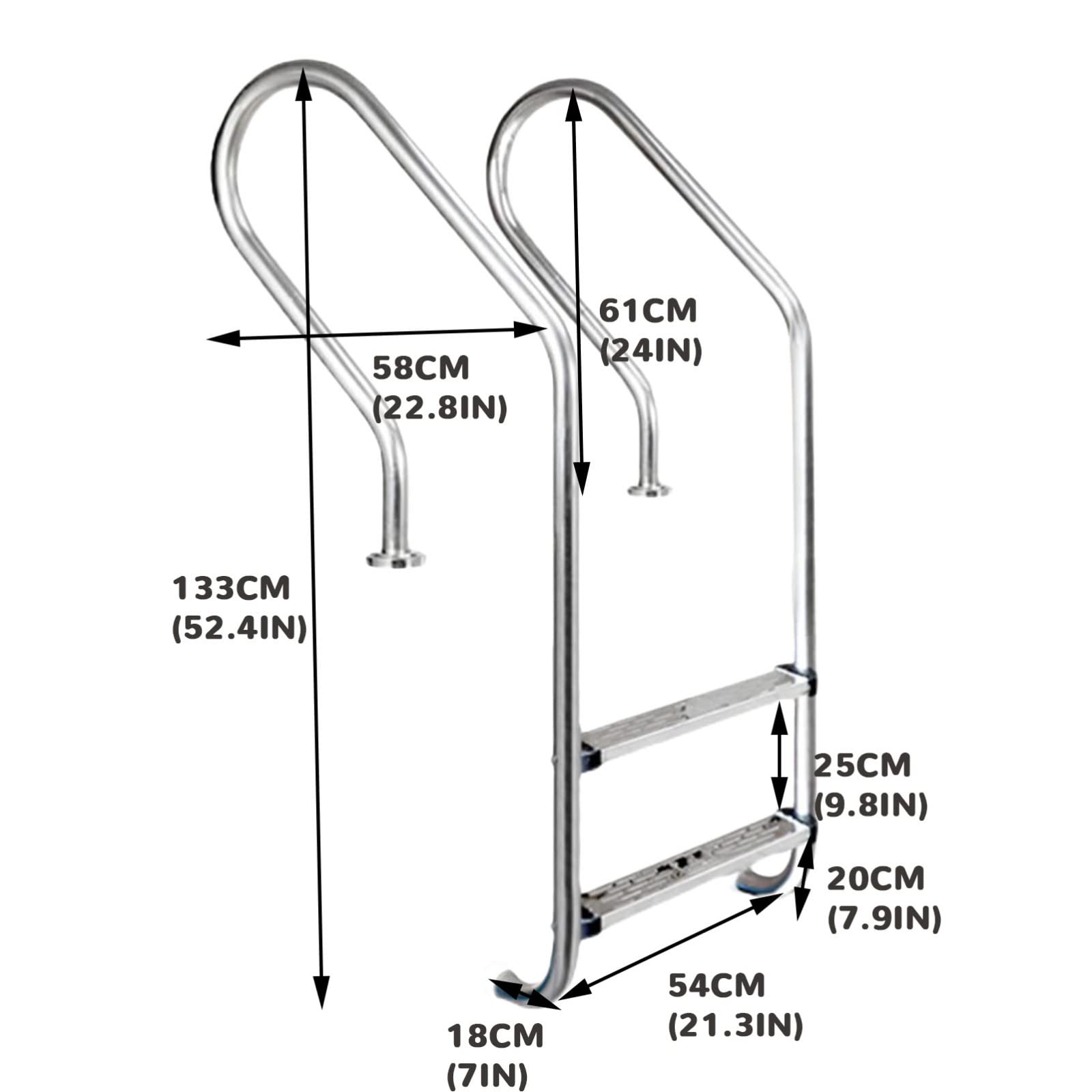 Scala per piscina con piattaforma, scaletta antiscivolo resistente con 2 pedane antiscivolo, capacità di peso 200 kg di facile montaggio