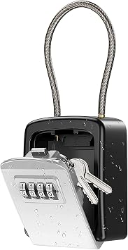 AMIR Upgraded Key Lock Box, Safe Lock Box for Keys with Removable Shackle, 4-Digit Outdoor Waterproof Combination Lock Box, 5-Key Capacity Security Key Storage Safe Box for Home, Warehouse, Realtors