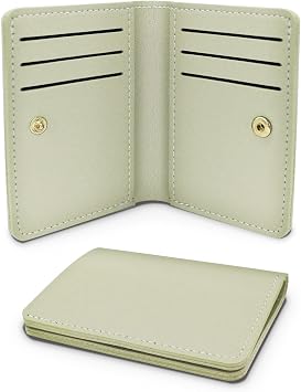 AfitLulu Ladies Purse Ultra-Thin Credit Card Holder Wallet Solid Color Women Wallets Womens Purse Simple Small Purses with Snap for 8 Credit Card Slots and 1 Banknote Slot Green