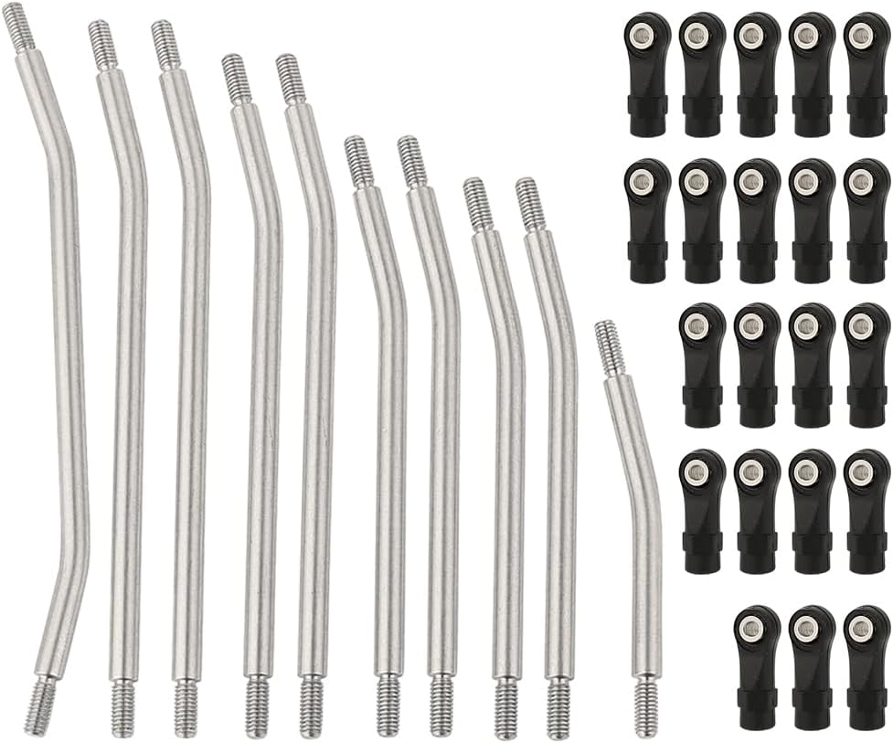 313mm Wheelbase 10Pcs Stainless Steel Link Rod Linkage for 1/10 RC Axial SCX10 II AX90046 AX90047 Rock Crawlers Metal Upgrade Parts