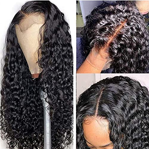 Reaktack Water Wave 4x4 Lace Front Wigs Human Hair Pre Plucked, 150% Density Brazilian Virgin Wet and Wavy Human Hair Lace Closure Wigs with Baby Hair for Black Women(32 Inch)