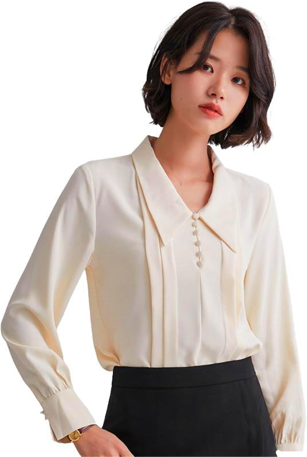MAFSMJP Womens Boutton Down Shirt Long Sleeve Autumn V-Neck Shirt for Lady
