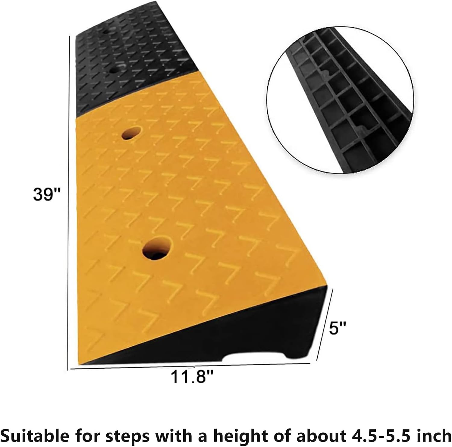 2PCS 2'' Rubber Curb Ramp, Driveway Curb Ramps Heavy Duty Curb Ramps for Driveway Ramps for Sidewalks Car Scooter Bike Motorcycle (39'' (L) x 10'' (W) x 2'' (H))