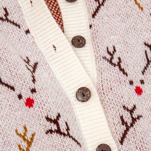 Image of Women's Funny Fall Winter Animal Floral Christmas Tree Long Sleeve Button Knit Cardigan Sweater