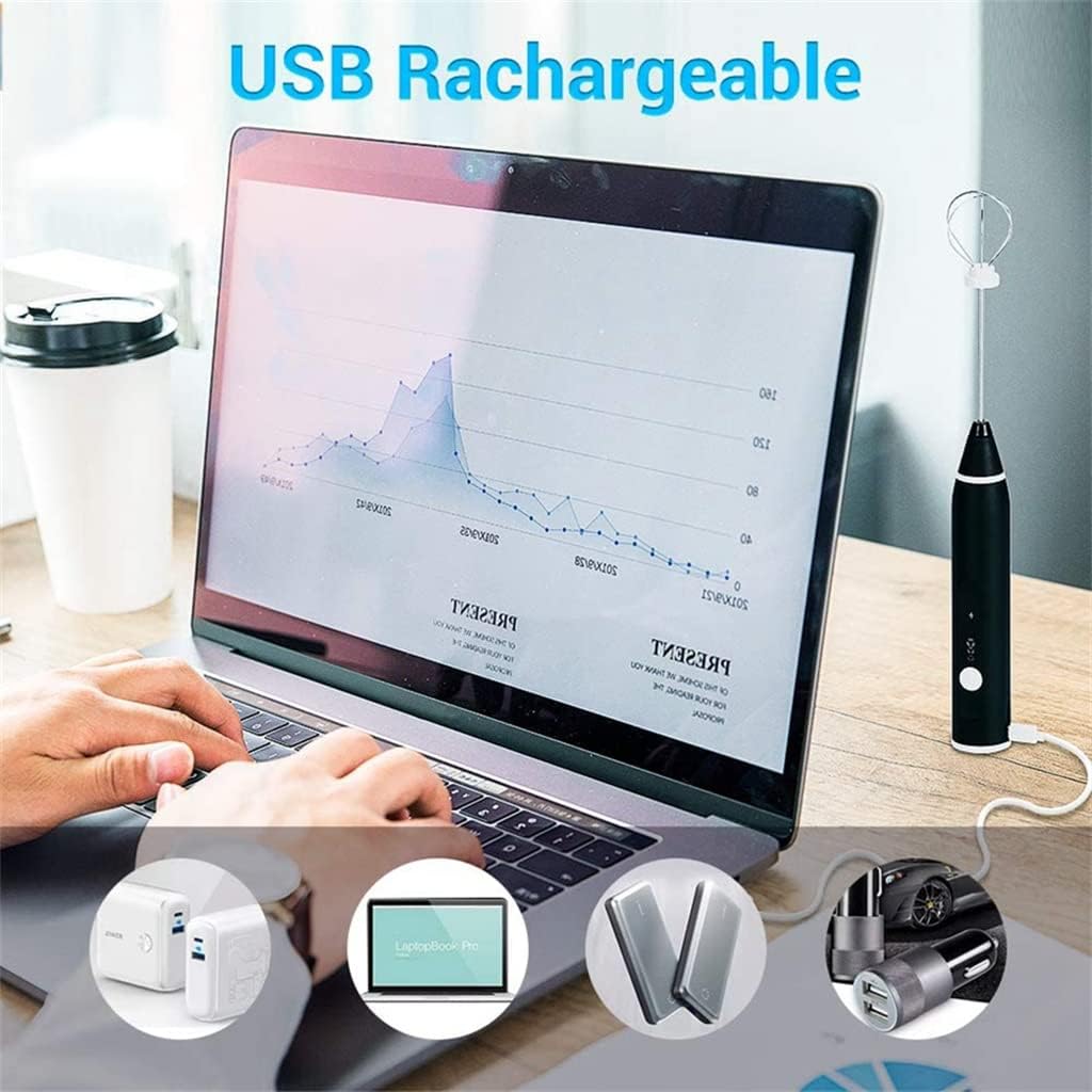Electric Mixer 3-Speed Milk Frother Hand Blender/Stirrer Chargeable Eggbeater Mini Foamer (Color : A Size : As the picture shows)