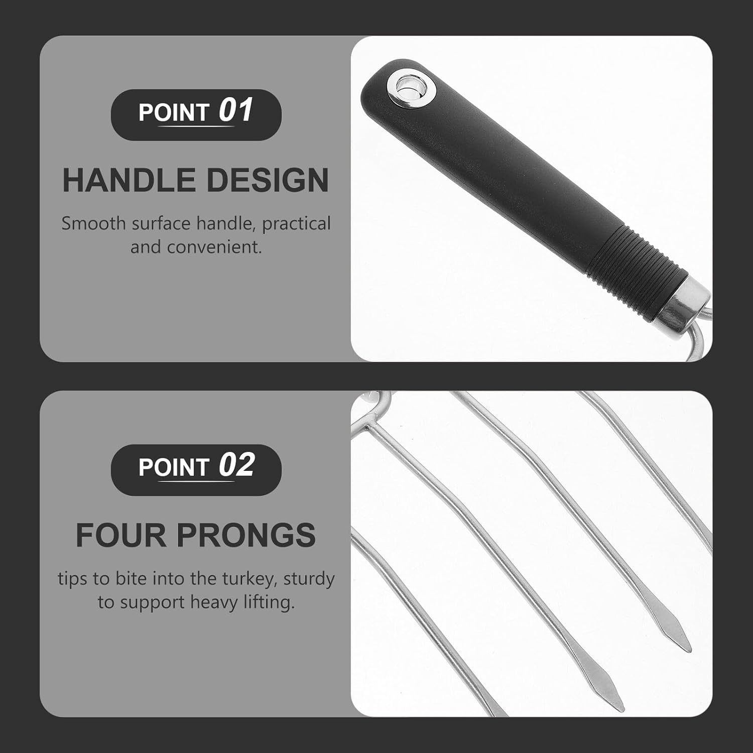 Turkey Fork with Four Prongs Stainless Steel for Roast Meat