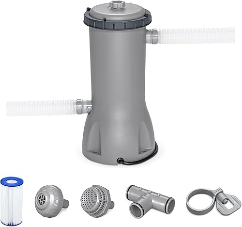Bestway Flowclear - Cartucho de bomba de filtro de agua para piscina sobre el suelo, 1,000 galones por hora, 120 voltios con temporizador de apagado