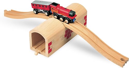 maxim enterprise, inc. Wooden Train Track Over & Under Tunnel Bridge & Easy-Connect Railway, Hardwood Train Set Compatible with Thomas and Friends,