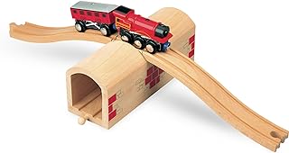 maxim enterprise, inc. Wooden Train Track Over & Under Tunnel Bridge & Easy-Connect Railway, Hardwood Train Set Compatible with Thomas and Friends, BRIO, Major Brand Wooden Train Sets and Accessories