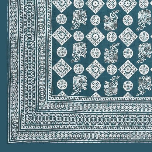 Image of Opulent Collection Double Bedsheet with 2 Pillow Cover | 100% Cotton Bedsheets for Double Bed | Handloom Bedsheet | Size 86x90 inches | King Size (90X102 Inches) (Blue Jay, King)